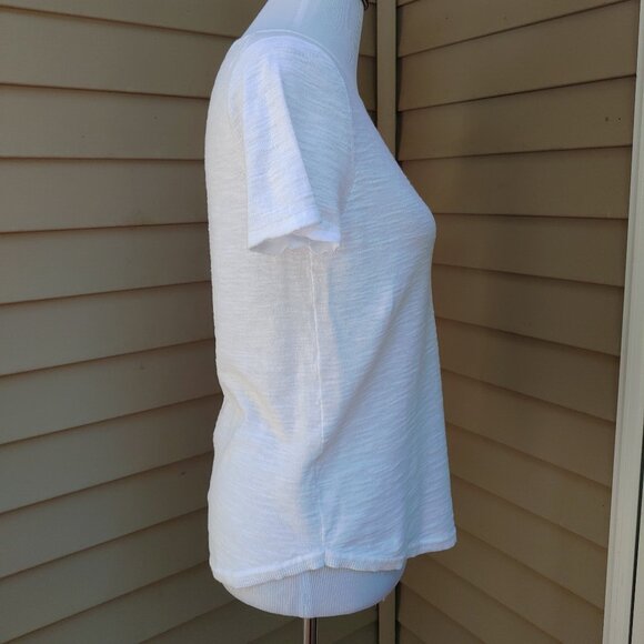 LOFT White Knit Crewneck Top Short Sleeves Solid Comfy Casual Cotton - Picture 10 of 12